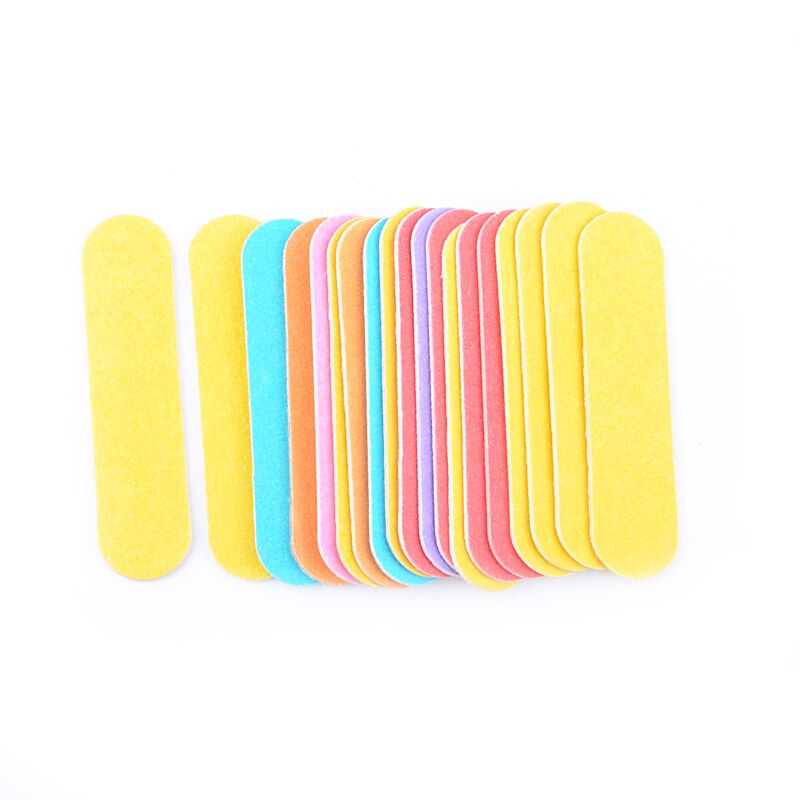 50PCS/lot Mixed Colorful Mini Wood Nail File Sanding Files Buffing Nail Double Sided Stick Manicure Care Art Tools