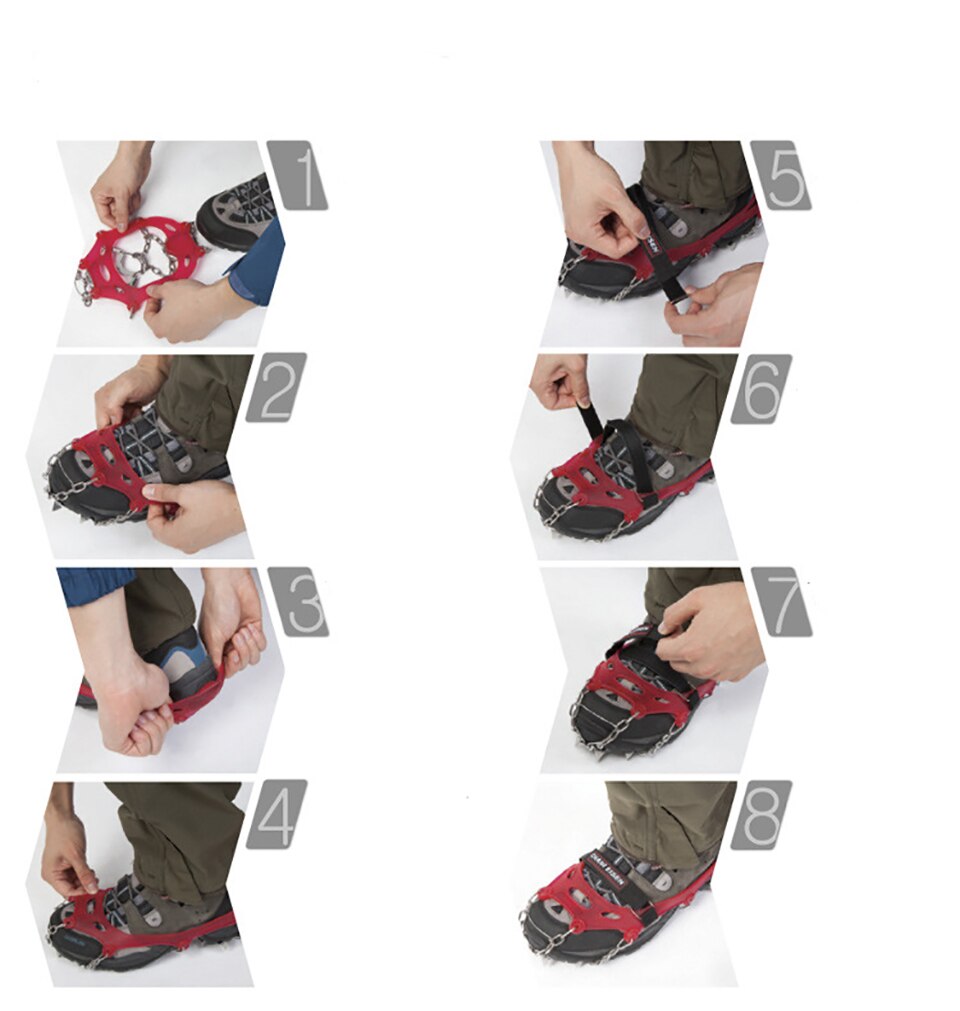 M/L Size Crampons 12 Teeth Outdoor Mountaineering Hiking Antislip Ice Snow Shoe Spikes Shoe Crampons Skidproof