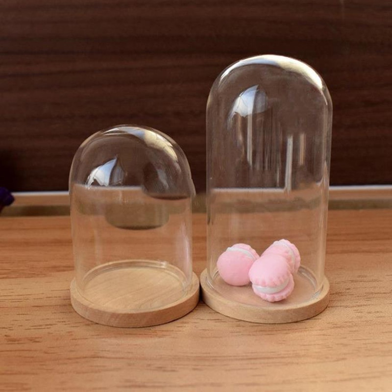 1 Pc Miniatuur Glazen Display Bell Jar Met Base Poppenhuis Decoratie Accessoires Voor 1/12 1/6 Schaal Dollhouse