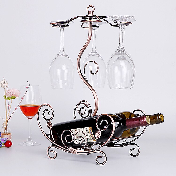 Portabottiglie a forma di barca per fiori portabottiglie per vino supporto per vino in stile europeo supporto per bicchieri da appendere scaffale per calici: bronzo