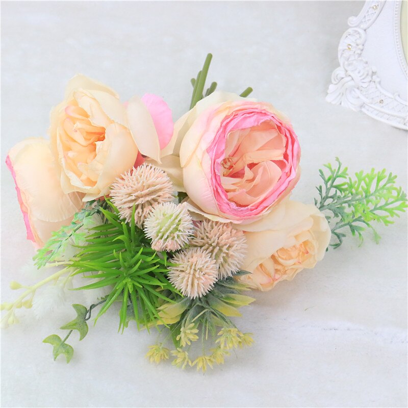 High-grade artificial flower European Bridal bouquet Rose plants home decoration wedding props ranunculus flower Girlfriend: pink
