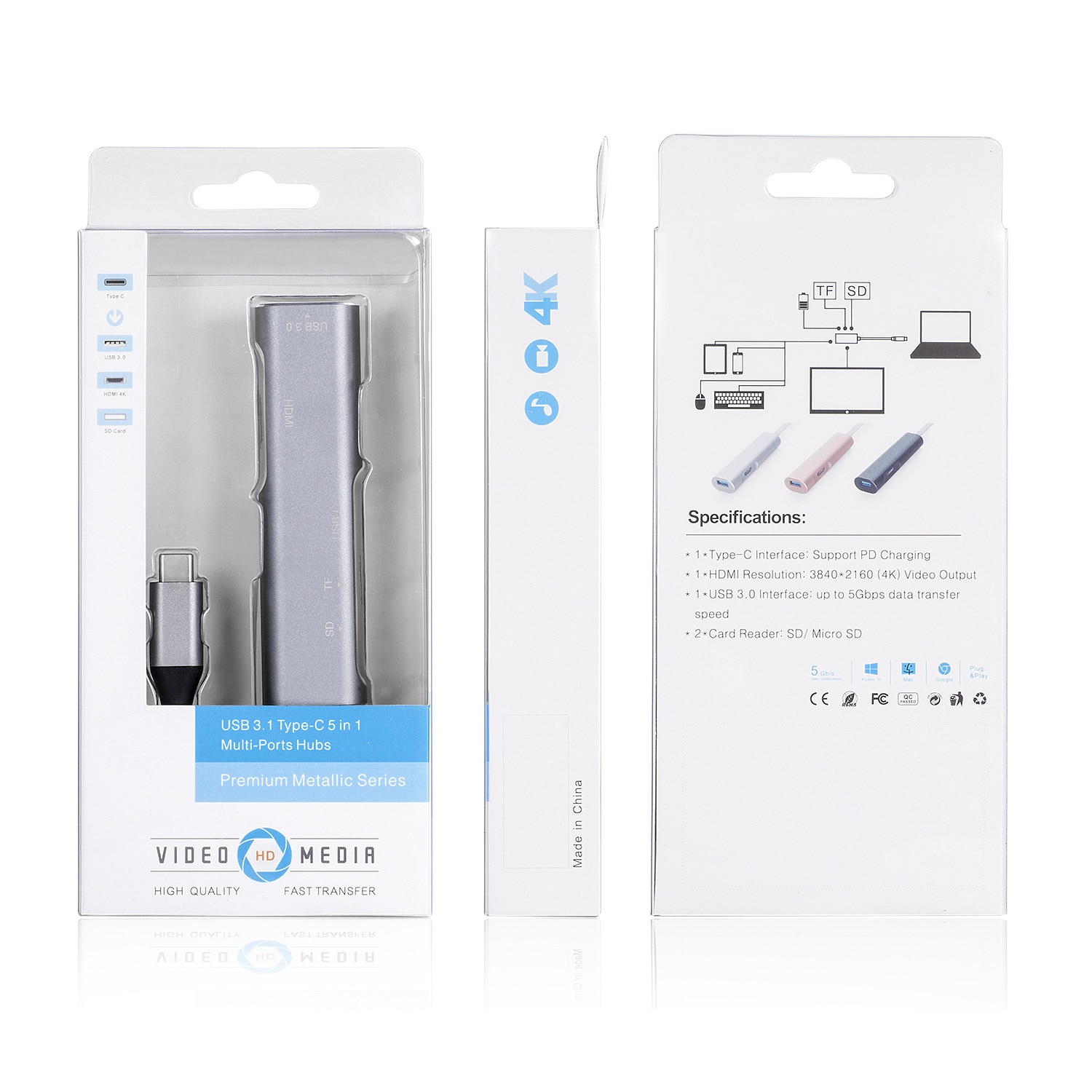 Usb type c usb-c hub til hdmi 4k usb 3.0 tf sd kortlæser thunderbolt 3 dex mode adapter til macbook air pro samsung  s8 s9
