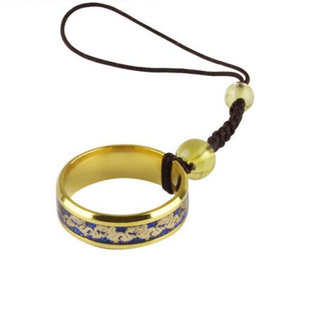 Telefoon Lanyard Korte Telefoon Keten Mannen Vrouwen Fall-Slip Hanger Hanger Chinese Stijl Titanium Staal Lichtgevende Draak Ring: Gold A