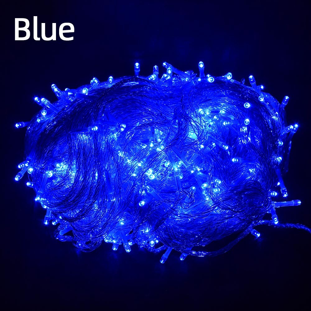 Led julbelysning utomhus 100m 50m 30m 20m 10m led ljusslinga dekoration för fest bröllop krans: Blå / 100m 500 ledde  eu 220v