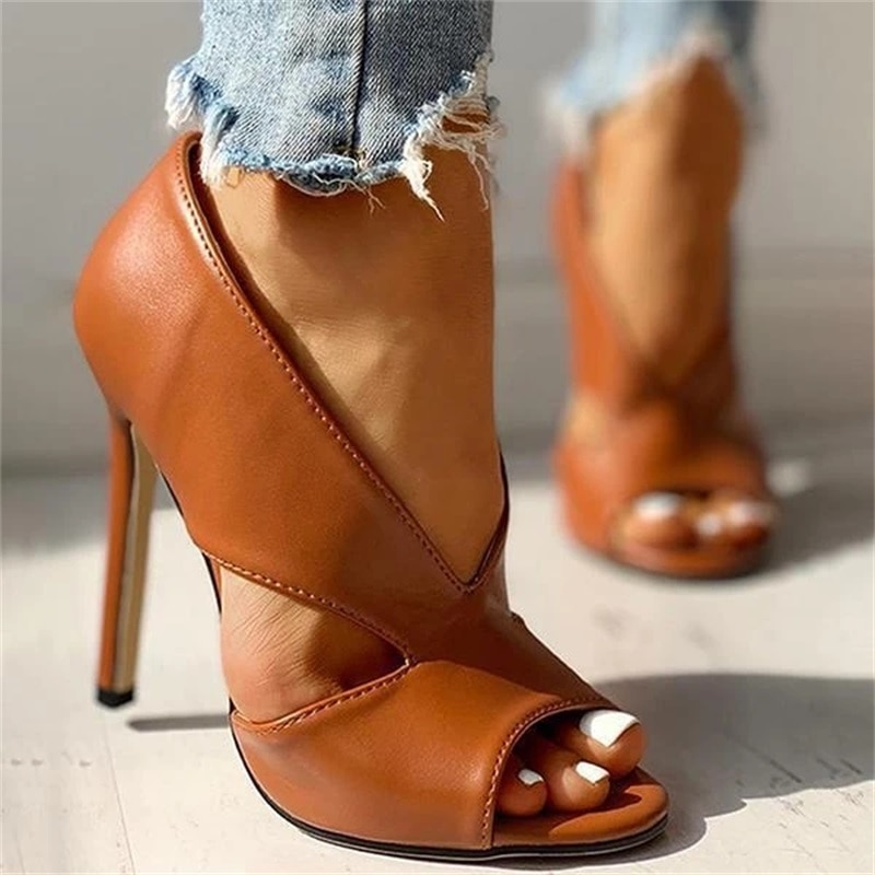 Sommer pumps sko ensfarvet afslappet åben tå super høj hæl fiskehoved pumps størrelse 34-43 kvinder kvindelige pu sandaler