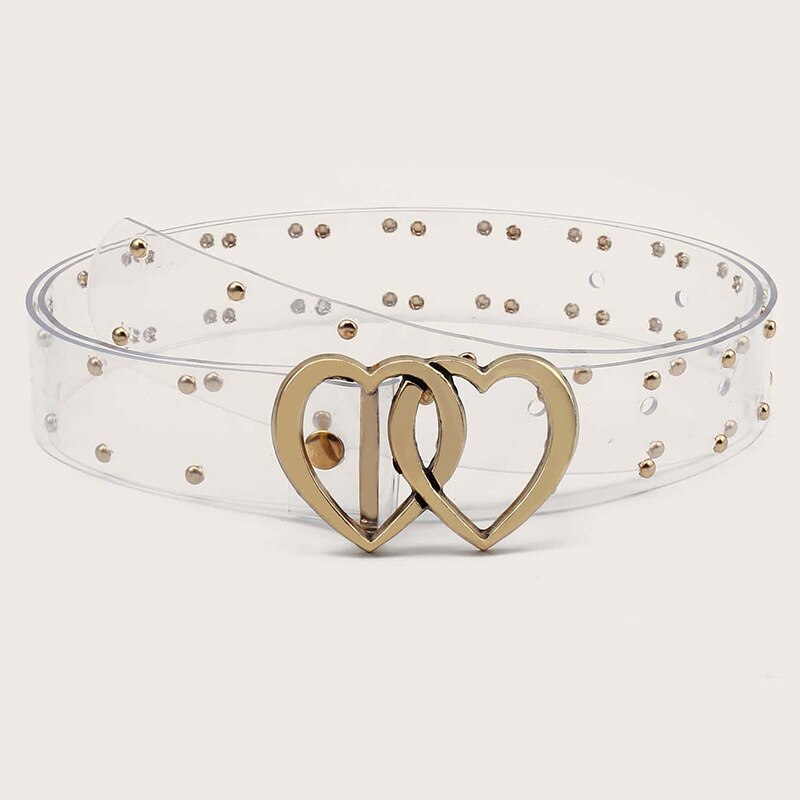Neue Frauen Transparent Gürtel PVC Klar Runde Quadrat Herz Pin Schnalle Breite Taille Bands Damen Bund Punk Taille Gürtel: YD853