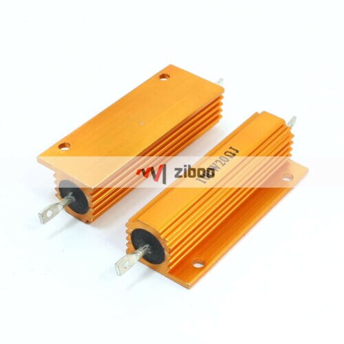 2 stuks 100 watt 20 ohm goudkleurige aluminium behuizing draadgewonden weerstanden 60 x 21mm.