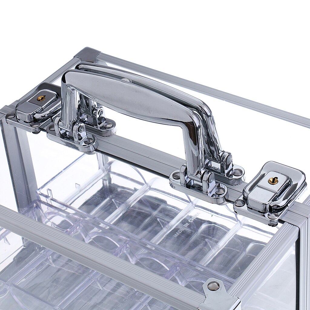 600pc Transparent vide acrylique transporteur Poker puce boîte de rangement boîte avec 6