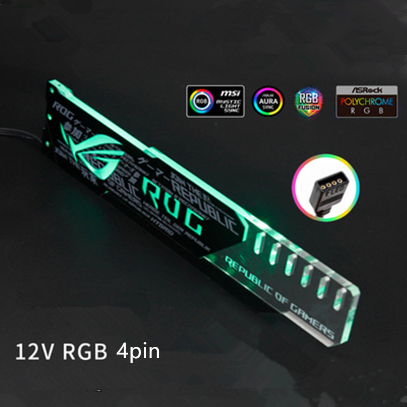 Symphony AURA graphics card bracket RGB belief lamp graphics card fixed support bracket companion computer light pollution decor: ROG 12V 4PIN