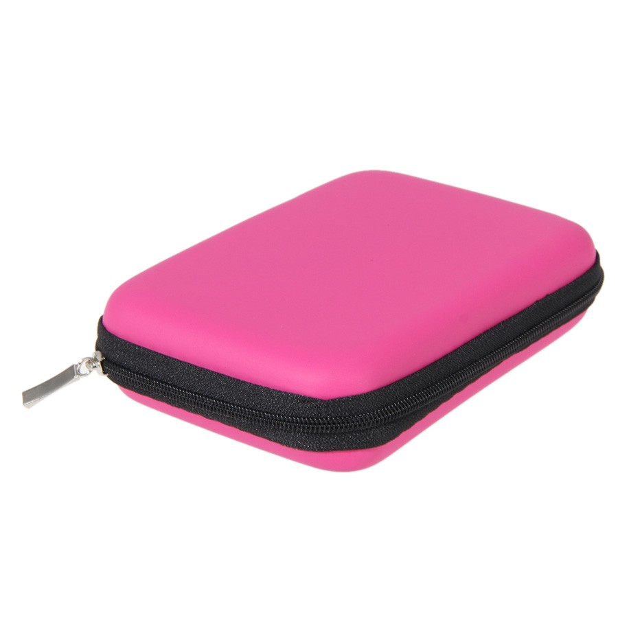 External Storage USB Hard Drive Disk HDD Carry Case Cover Cable Multifunction Earphone Pouch Bag For PC Laptop Portable 2.5&quot;: Rose Red