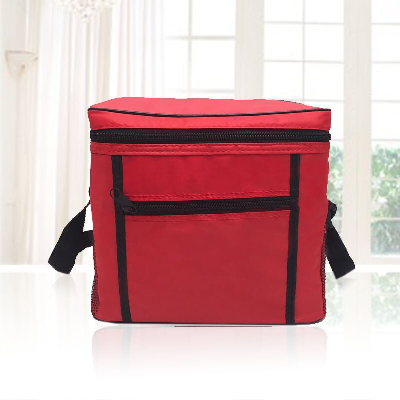 Large Folding Fresh Keeping Oxford Cooler Bag Waterproof Lunch Bag Steak Insulation Thermal Bag Ice Pack For package: Red