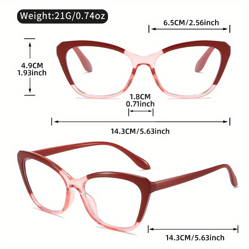 Gafas de lectura elegantes con forma de ojo de gato para mujer, montura de bloque de Color, lentes transparentes, pantalla de ordenador de , presbicia +1,0 a +4,0
