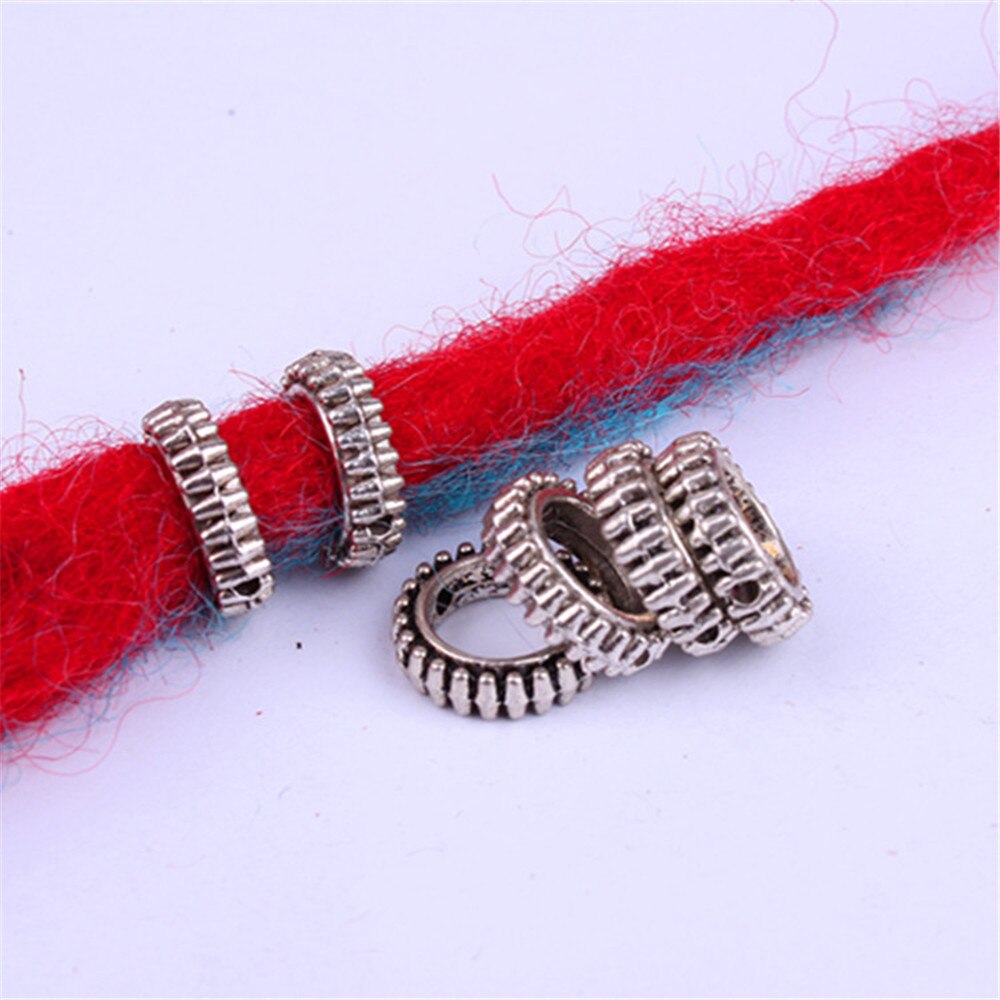 10Stck retro Silber Metall Haar flechten Furcht Dreadlock Bart Perlen Ringe Rohr ca 6mm Innen See Schmuck 15 stil