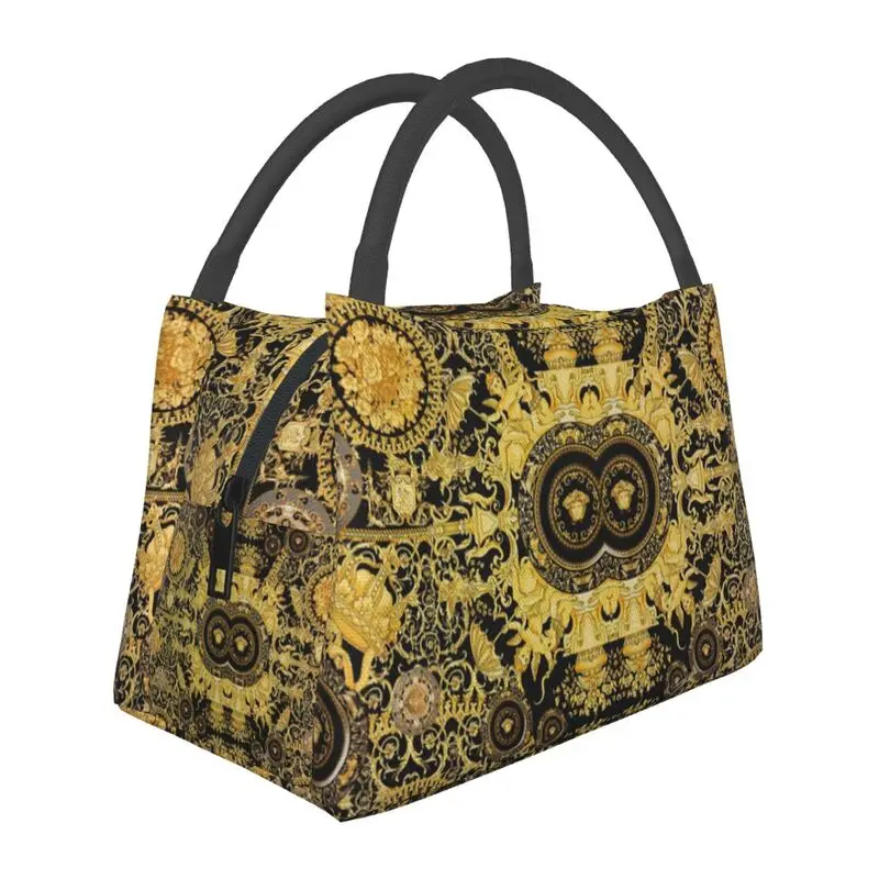 Queen Of Absolutely Everything Gold Baroque Insulated Lunch Bags for School Office Leakproof Cooler Thermal Bento Box Women: Gold
