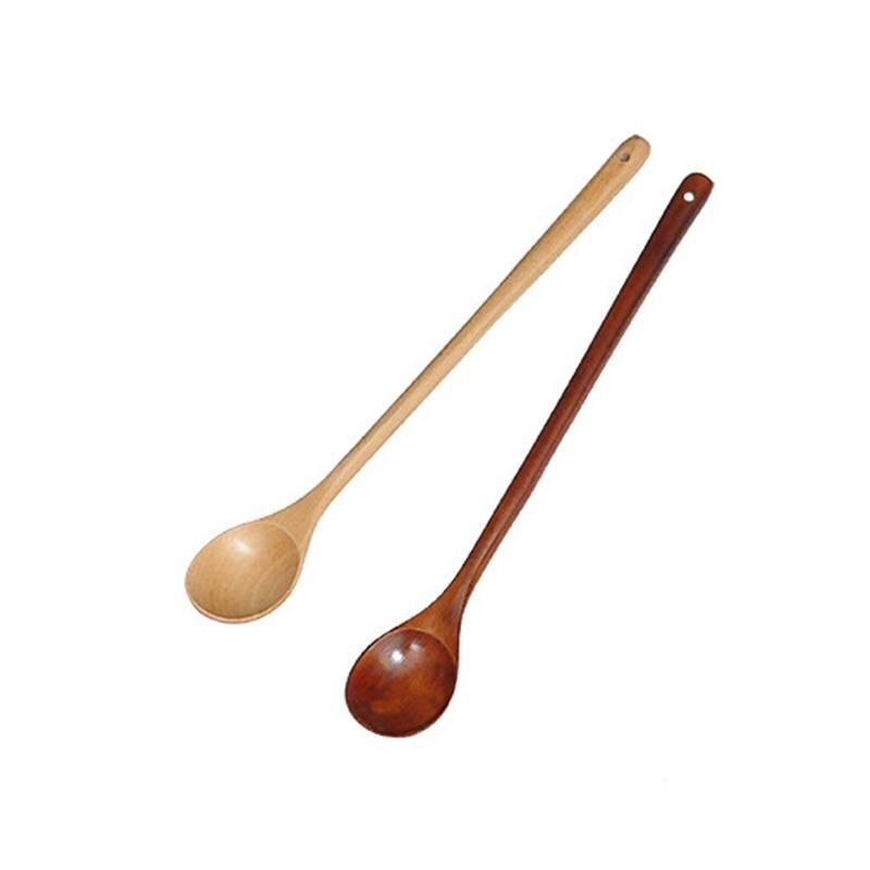 Puulusikat luonnollinen pitkä varsi sekoituslusikkaa puhdasväriset kahviteelusikat  (33cm)