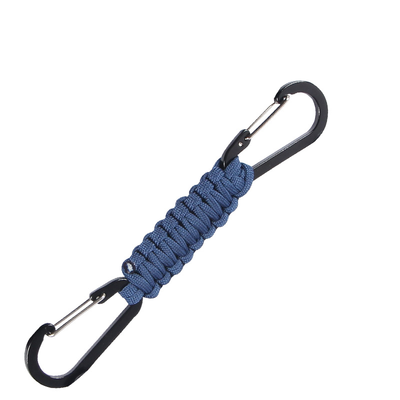 Paracord nyckelring dubbel karbinhake flätad nyckelband överlevnad nödknut verktyg för nycklar utomhus camping vandring ryggsäck: Gul