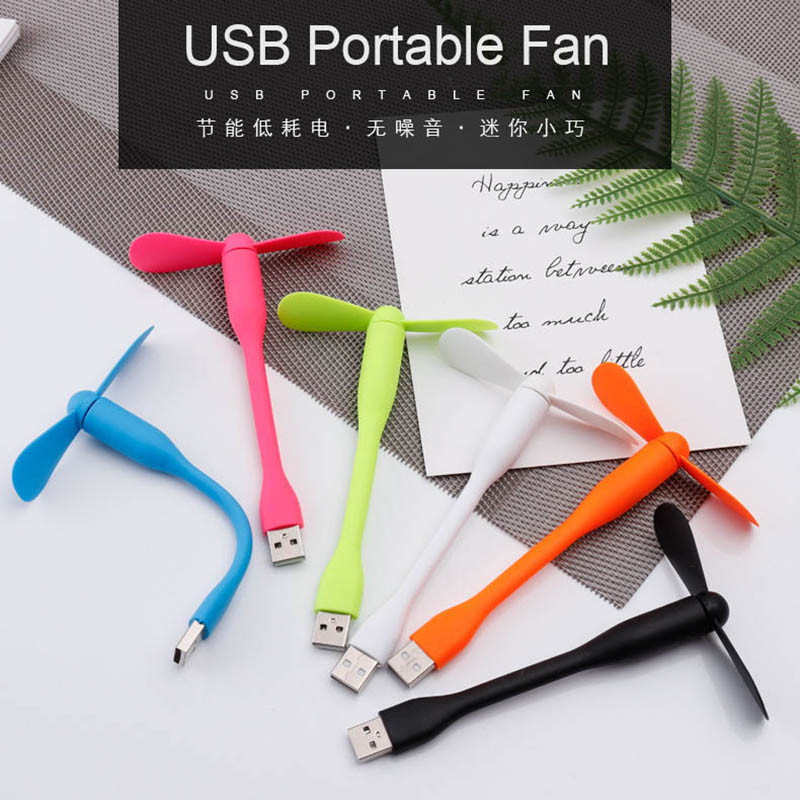 20 pieces/lot USB Fan Flexible Portable Mini Fan and USB LED Light Lamp Book For Power Bank Notebook Computer Summer Gadget