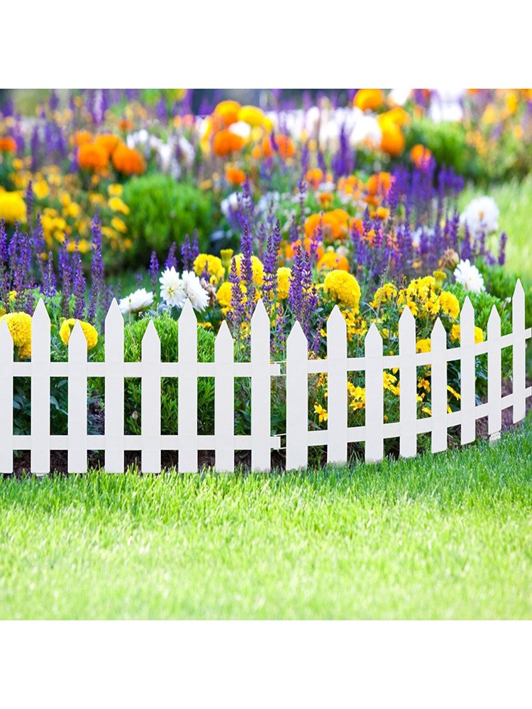 5pcs Garden Picket Fence Splicable And Detachable Plastic Fence Lawn Edge Garden Outdoor Pastoral Wedding Decoration Fence