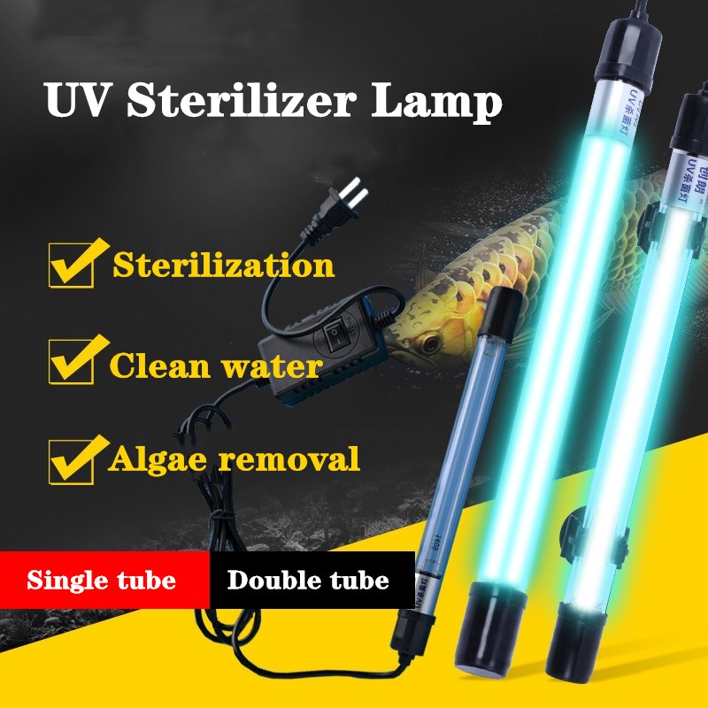 Lámpara esterilizadora UV sumergible para acuario, filtro de luz ultravioleta impermeable, floración de algas, luz limpia para pecera, estanque, Coral
