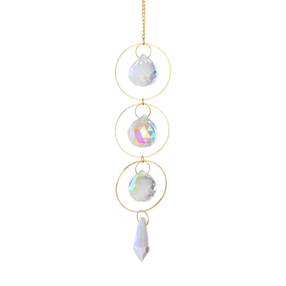 Crystal Wind Chime Star Moon Pendant Geometric Sun Catchers Gold Plated Hanging for Garden Window Wedding Curtain Decor: 65