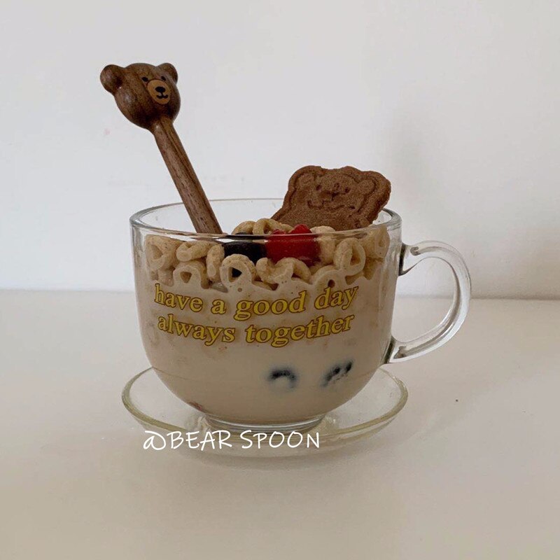 1Pc Bear Bestek Houten Lepel Servies Walnoot Koffie Lepel Cartoon Japan Stijl Handgemaakte Honing Jam Lepel Keuken Accessoires