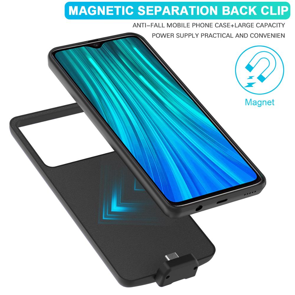 Magnetische Acculader Gevallen Voor Xiaomi Redmi Note 8 Pro Batterij Case Draadloze Power Bank Chargeing Cover Voor Redmi Note 8