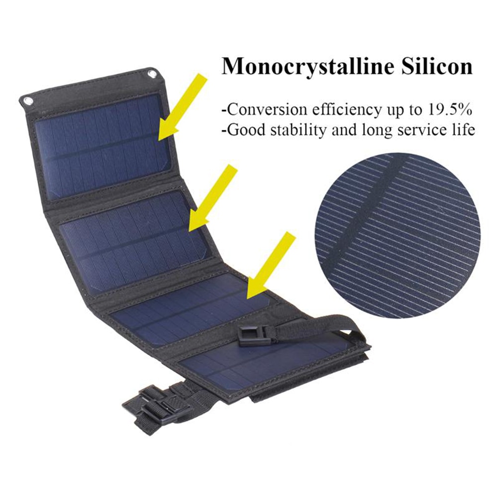 Foldbar 20w usb solcellepanel bærbar foldbar vandtæt solcelleoplader mobil strømoplader udendørs udstyr
