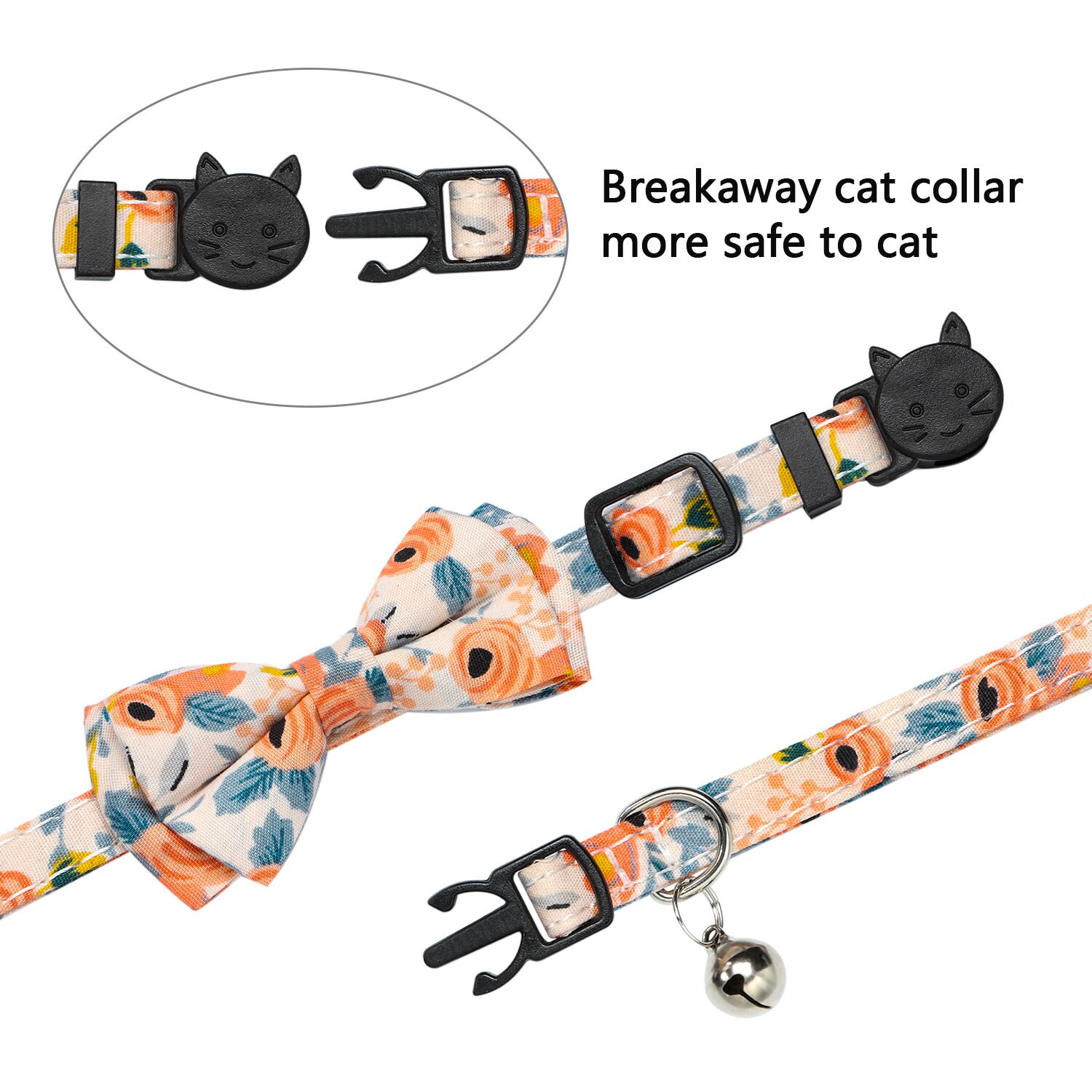 Collare per gatto con campane e simpatico motivo floreale papillon Bandana motivo floreale collari regolabili per cuccioli di gatto forniture per animali domestici