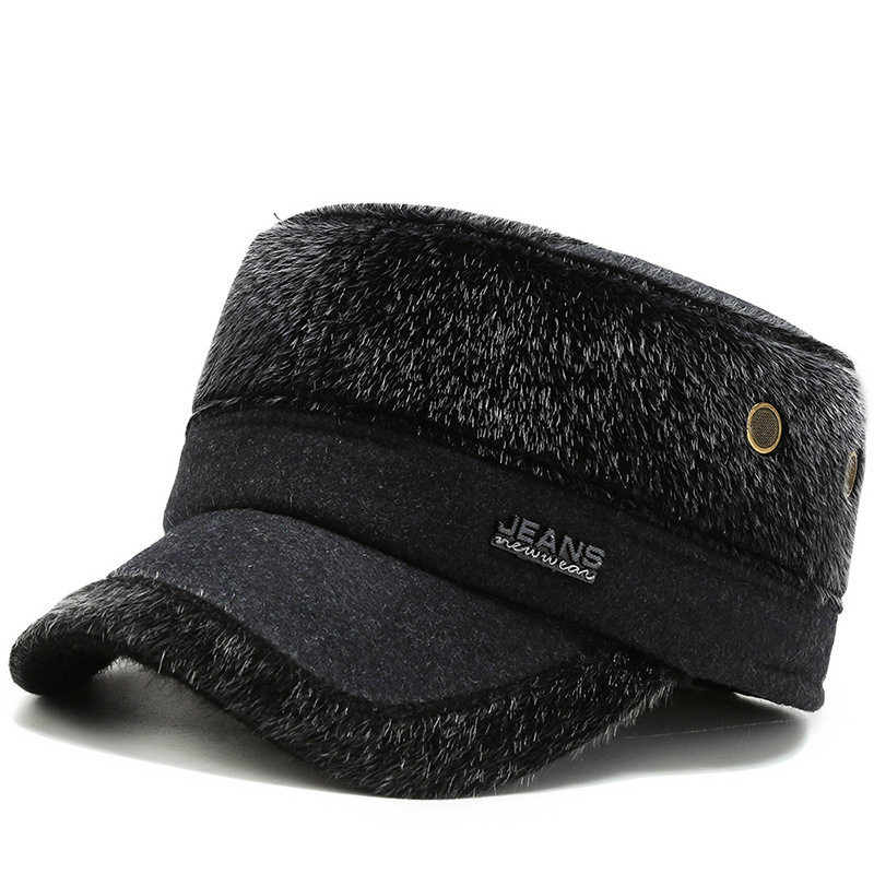 Cappello invernale da uomo vecchio con paraorecchie berretto cappello da papà cappelli caldi invernali per uomo berretto da baseball piatto per anziani a prova di freddo: W132-buio grigio