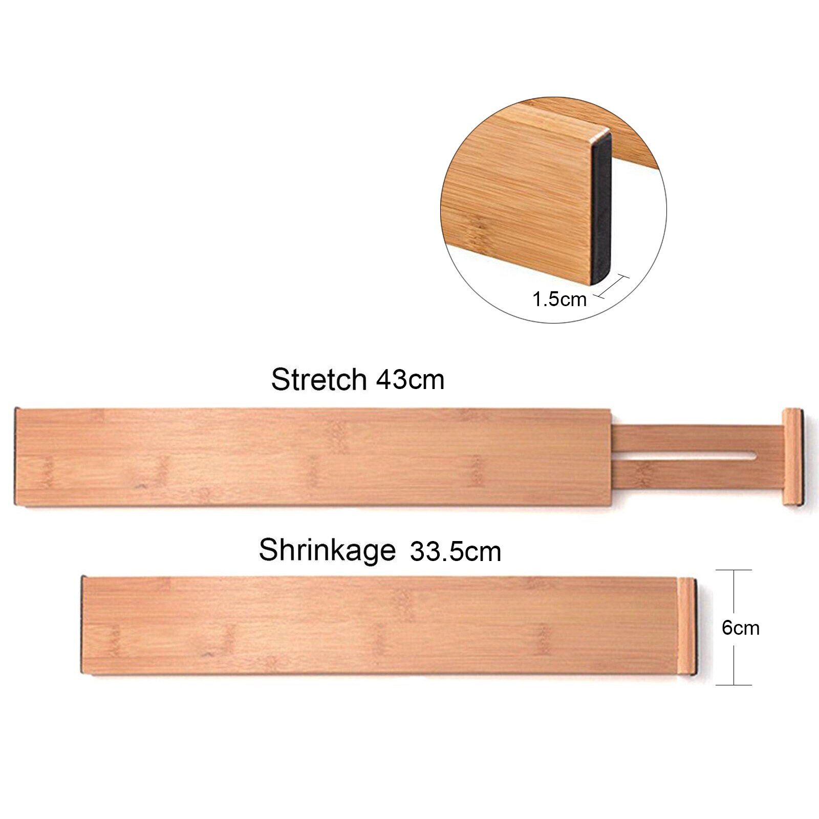 Separadores de cajones de bambú expandibles, utensilio ajustable, organizador para cocina, dormitorio, baño y oficina