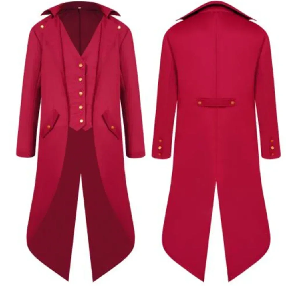 S-4xl schwarz rot lila grün Herren Steampunk Gothic Jacke viktoria nischen Frack Vintage Halloween Kostüm Smoking Mann Mantel Uniform
