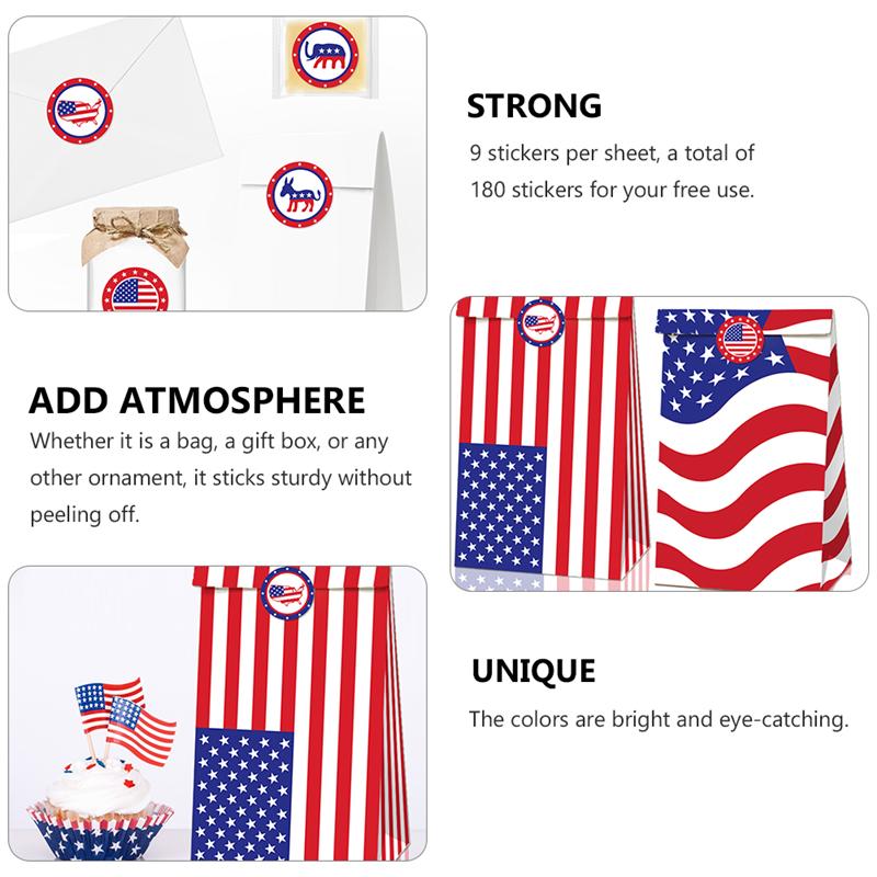 20 Sheets of Paper Sticker American Parade Stickers Parade Campaign Stickers