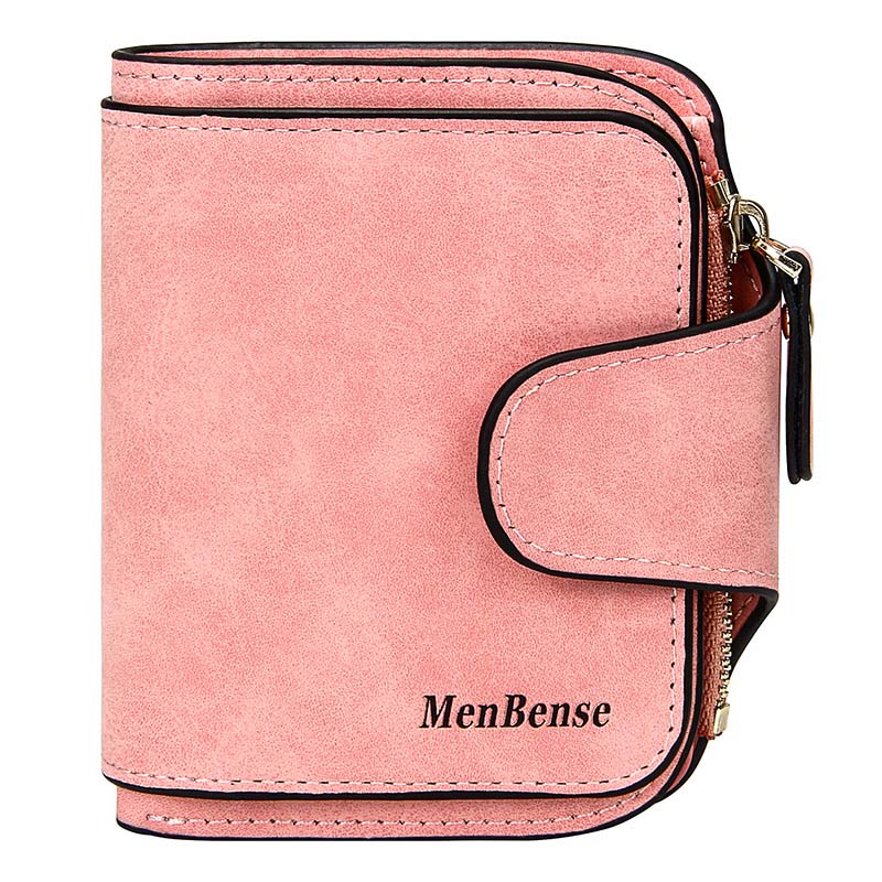 Lady Snap Fastener Zipper Short Clutch Wallet Solid Letter Small Female Purse Short Purse Vintage Matte Women Wallet: PK