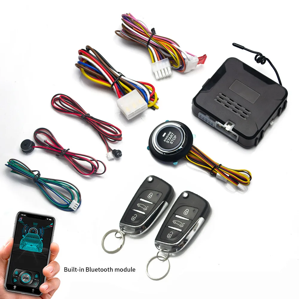 Fernstarter und Autoalarm, intelligente App, Fernstart-Stopp-System für Autos, Motor--Anfang-System mit automatischer Zündknopf: Grau