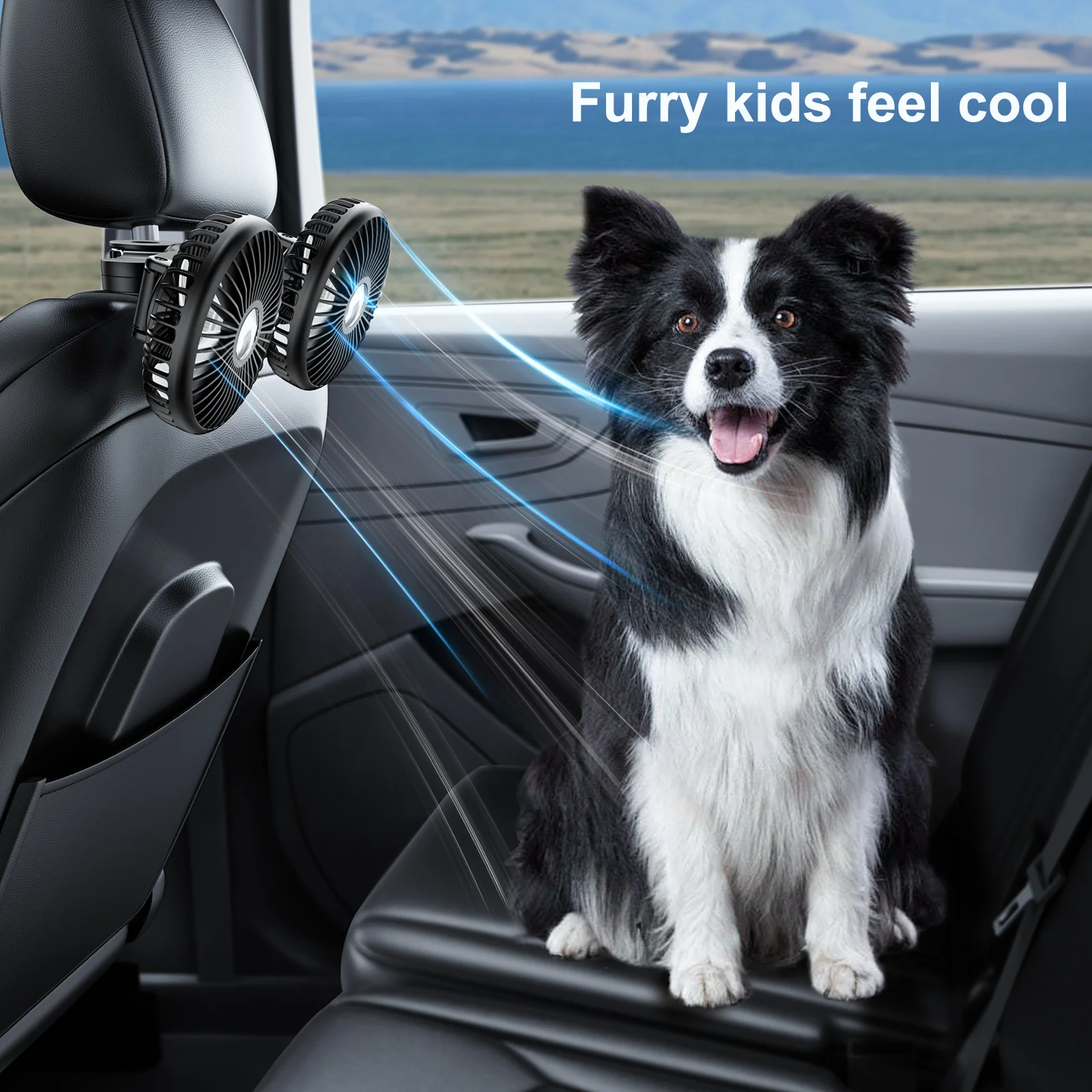 Eary Dual Head Fan Car Backseat Cooling Fan Summer Car Accessories 360° Rotation Cooler Car USB Charge Air Condition Cold Fans