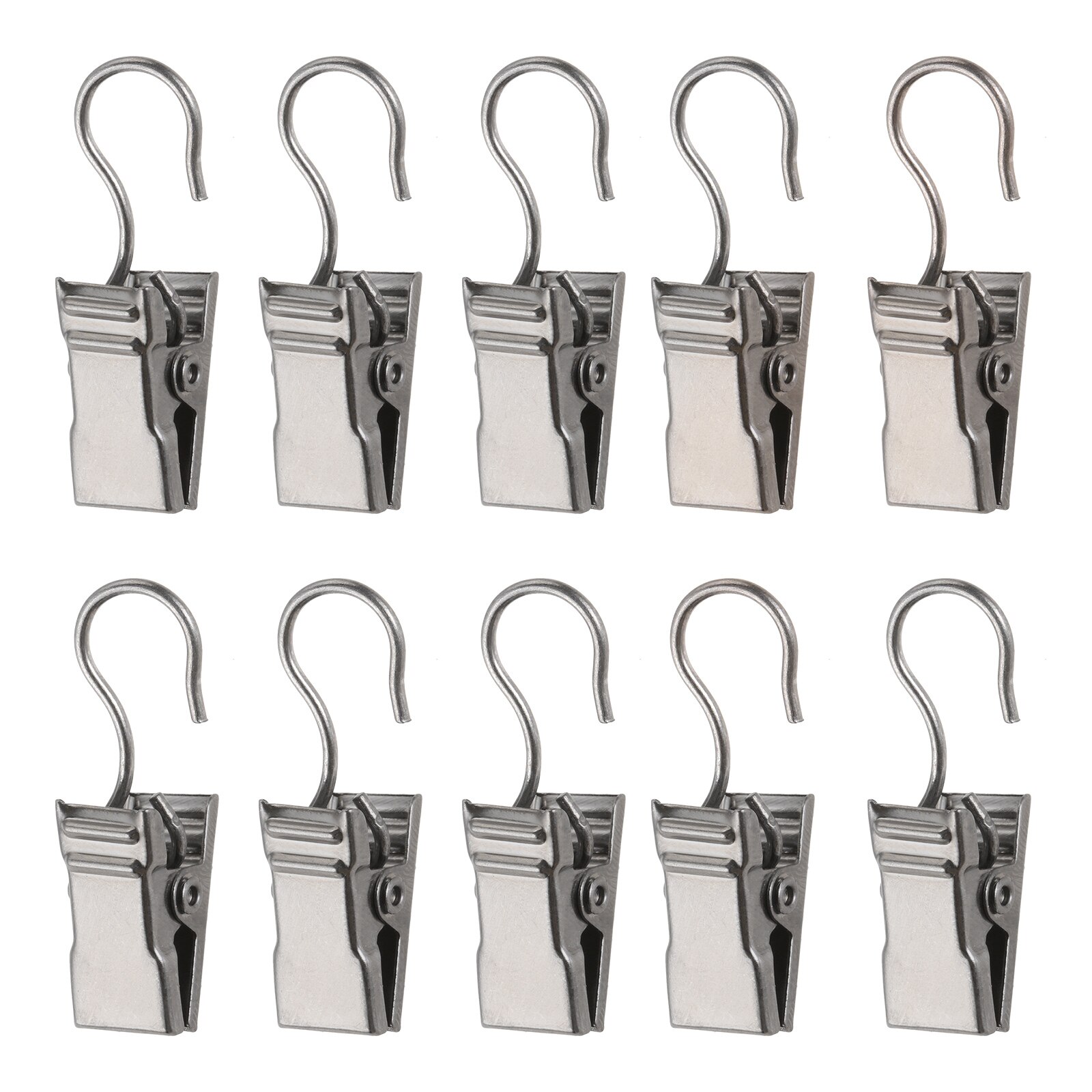 20pcs/set Curtain Clips with Hooks Iron Hanger Open/Closed Window Hanging Silver/Black 3.3cm Photo Display Plating Home Decor: Gun-black Opening