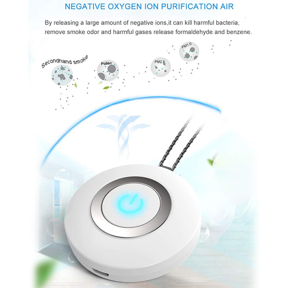 Usb Portable Wearable Air Purifier Personal Mini Air Necklace Negative Ion Air Freshener No Radiation Low Noise For Adult