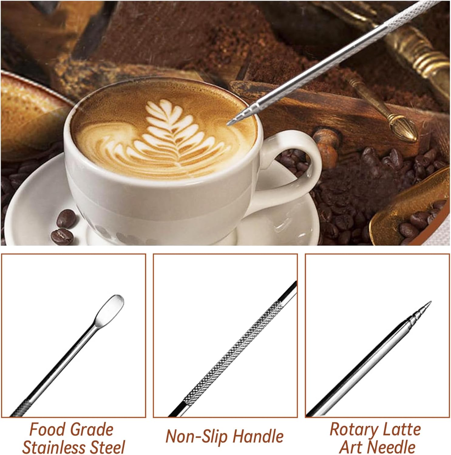 22 stk. espressotilbehørssett, 51/58mm barista-sett med wdt-verktøy, melkeskummer, lattekunstpenn, kafferører, tampermatte