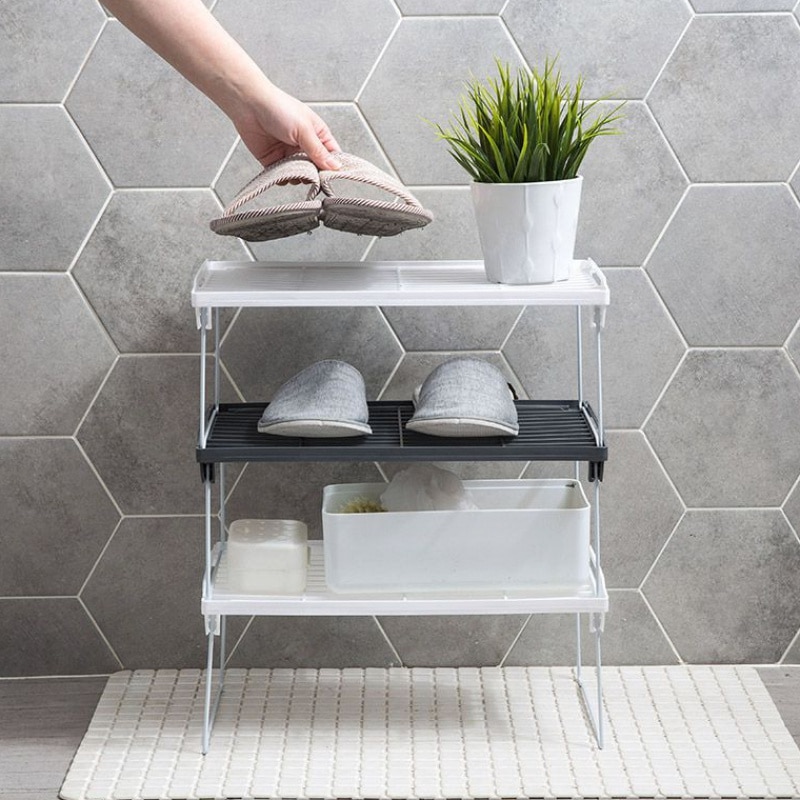 Table Desktop Storage Holder Organizer Foldable Office Stationery Racks Shelf Home Bathroom Kitchen Display Stand