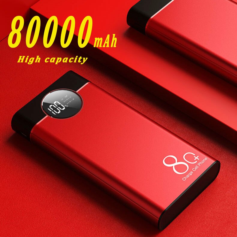 Power Bank 80000Mah Grote Capaciteit Draagbare Snelle Opladen Dual Usb Power Bank Externe Batterij Voor Samsung Xiaomi Smartphone