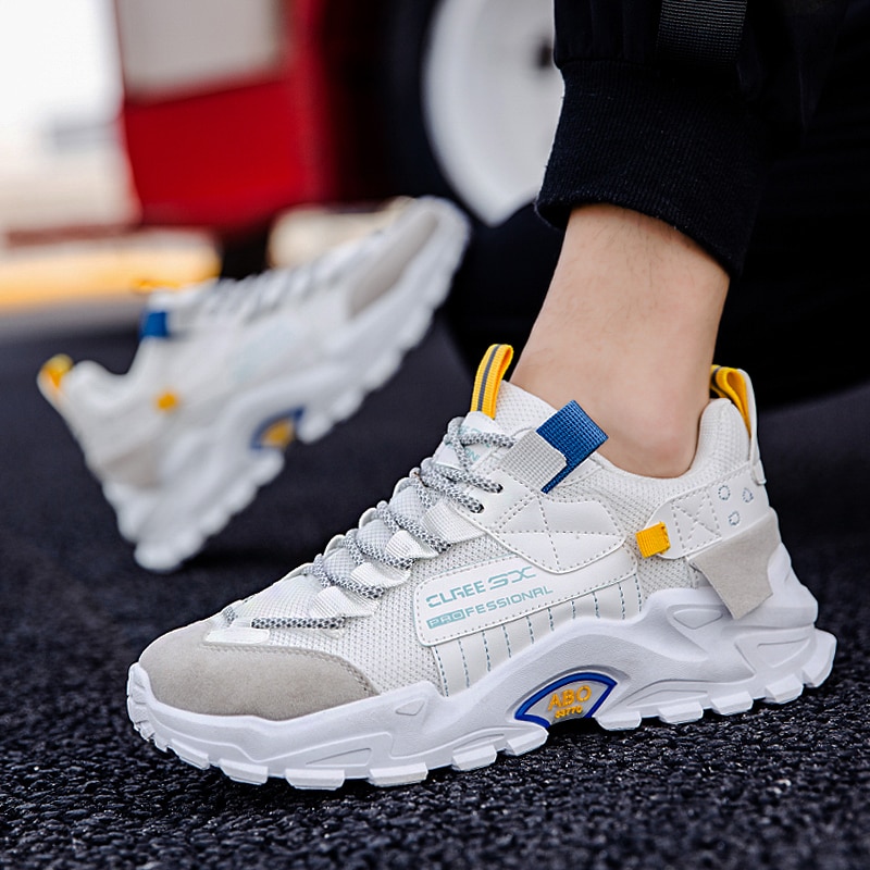 Män löparskor luftkudde sneakers andas utomhus promenader sportskor för män snörning fritidsskor bubble män skor
