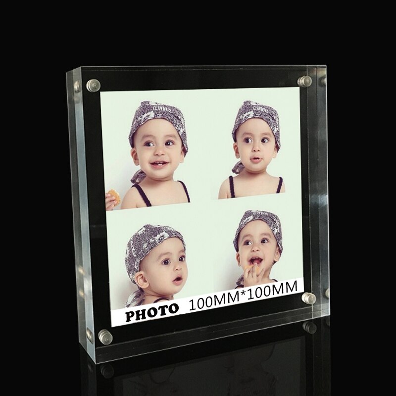 Square Shape Free Standing Double Sided Display Clear Acrylic Perspex Magnet Photo Frames PF003-1