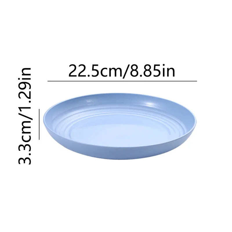 15/19.8/22.5/25cm Wheat Straw Round Plates Salad Dessert Dinner Plate Unbreakable Reusable Microwave Safe Fruit Plate: PURPLE