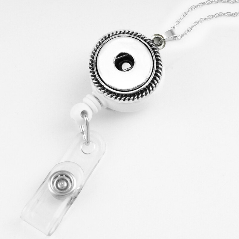 Badge Reel ID holder, retractable badge holder 18mm snap button wing flower jewelry Fishing line NA579: H