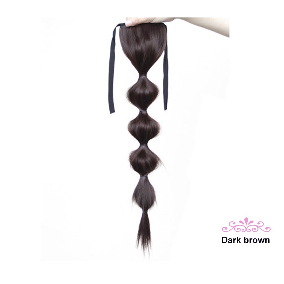Buqi kvindeligt glat syntetisk hår boble hestehale afro puff ribbon pony hale hair extensions: #33 / 85cm