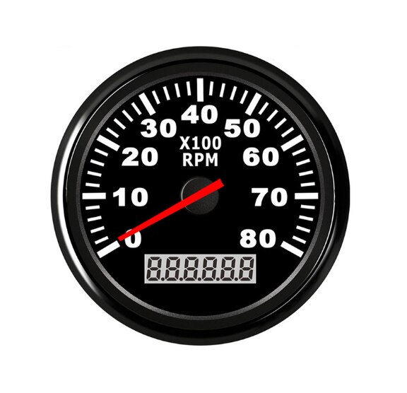 85mm Boat Tacho Sensor Marine Tacho Meter with LCD Hourmeter 3000 4000 6000 8000 RPM Marine Tachometer 12V/24V Red Backlight: BN 0-8KRPM