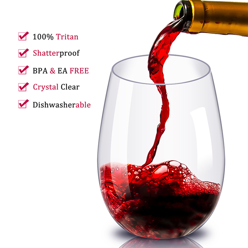 4 pçs vinho plástico inquebrável inquebrável reutilizável transparente copo de cerveja copo copo copo copos para chá leite café suco de frutas