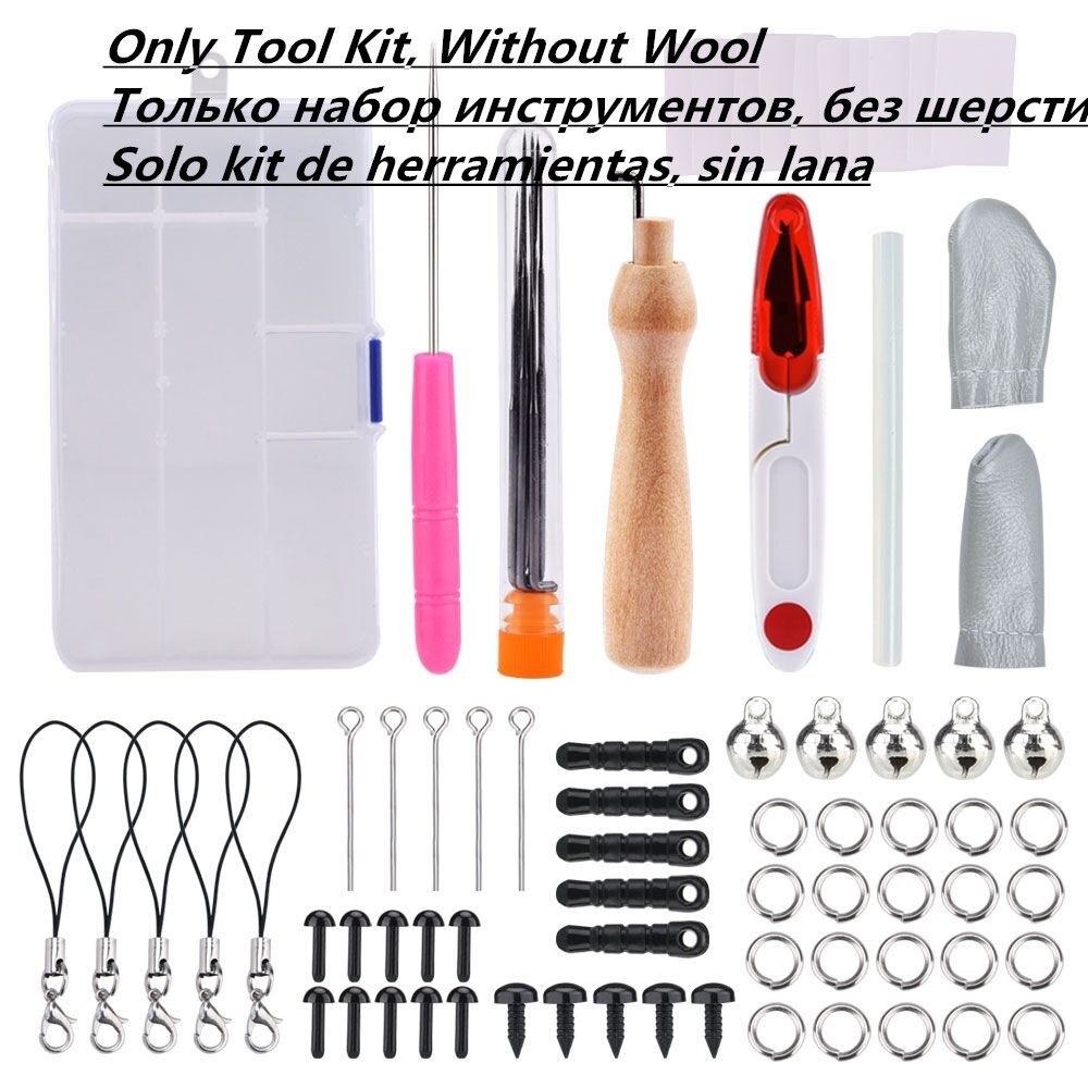 24 Colors Needle Felting Kit Wool Felt Tools Starter Kit Felt Poke Needle Arts Craft DIY Crafts Materials Wet Felting Wool Yarn: Only Felting Tools