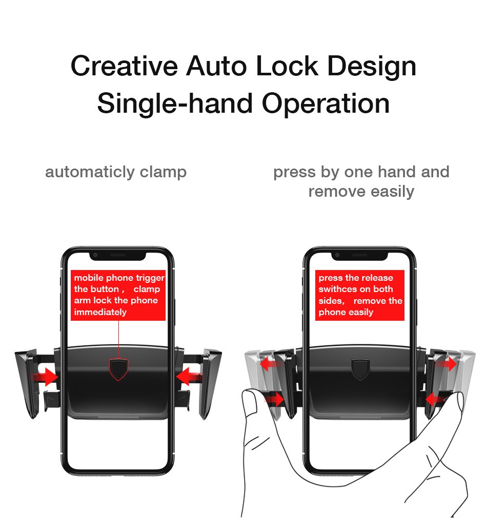 FLOVEME Auto Lock Auto Telefon Halter Für iphone Dashboard Windschutzscheibe Schreibtisch Halter Air Vent Halterung Telefon Stehen Unterstützung Auto Halter