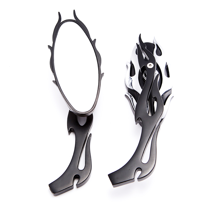 Motorcycle Chrome Flame Mirrors Chopper Bobber Rearview Side Mirror For Harley For Kawasaki VULCAN VN 750 800 900 1500 1600